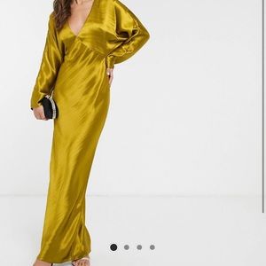ASOS NWT Gold Satin Dolman sleeve Dress